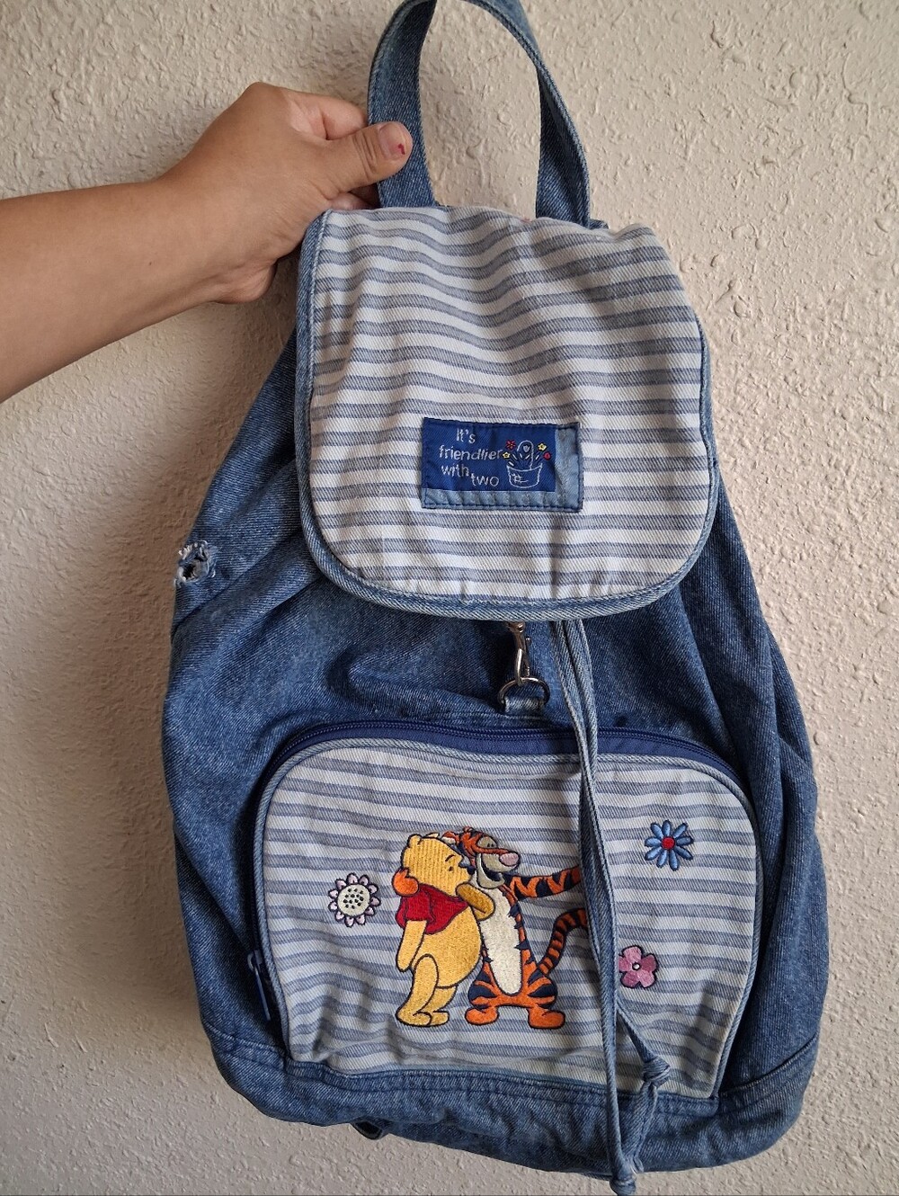 Vintage Winnie The Pooh Denim Backpack